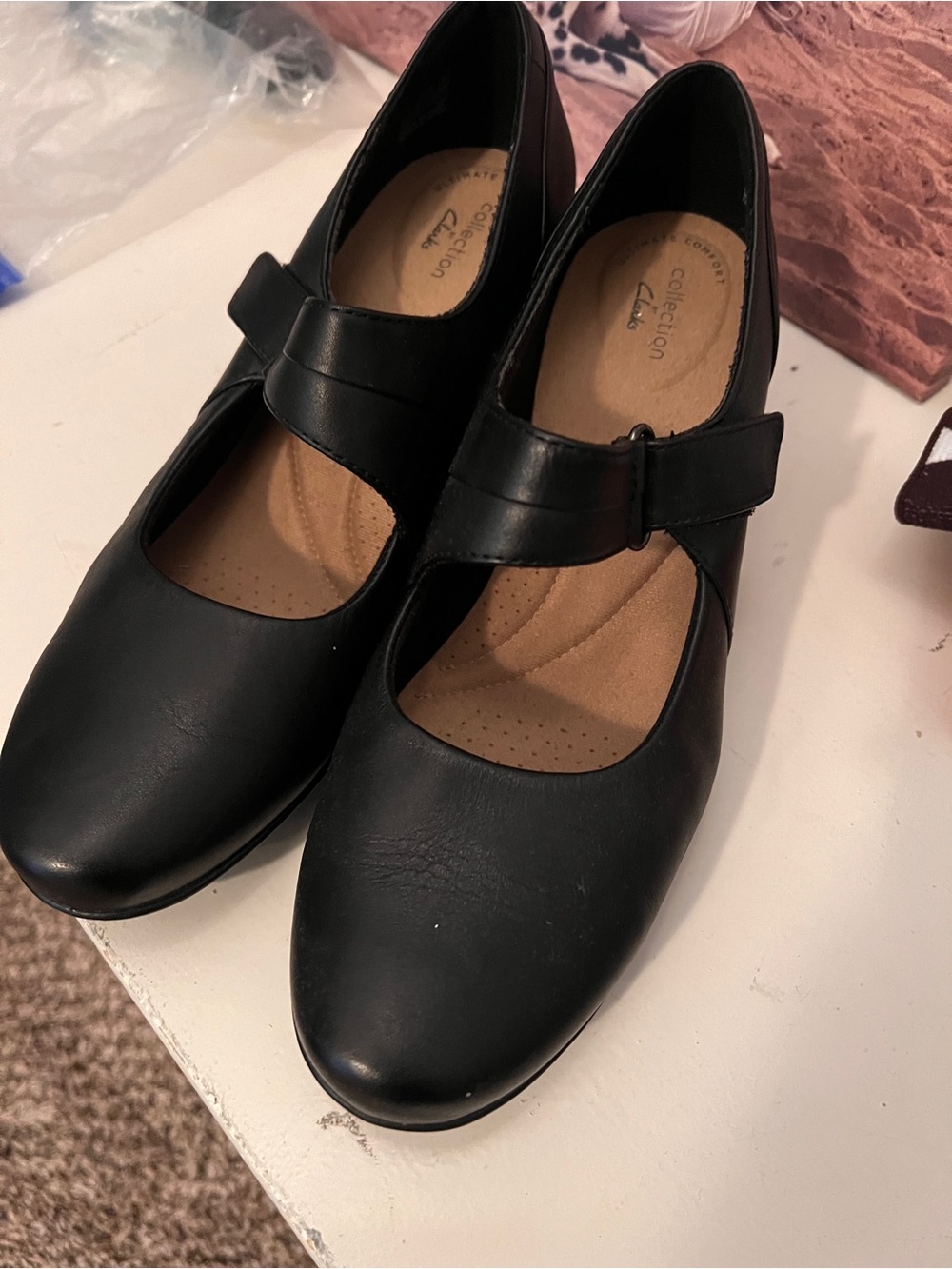 Clarks Women’s Black Mary Jane Comfort Shoes 9.5W